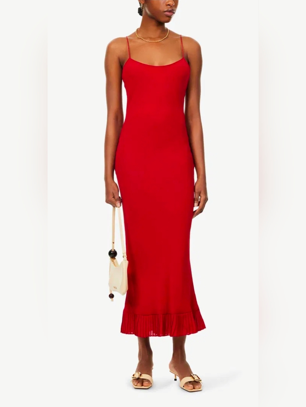 Reformation Suki Pleated-Hem Crepe Maxi Dress Red Size 12